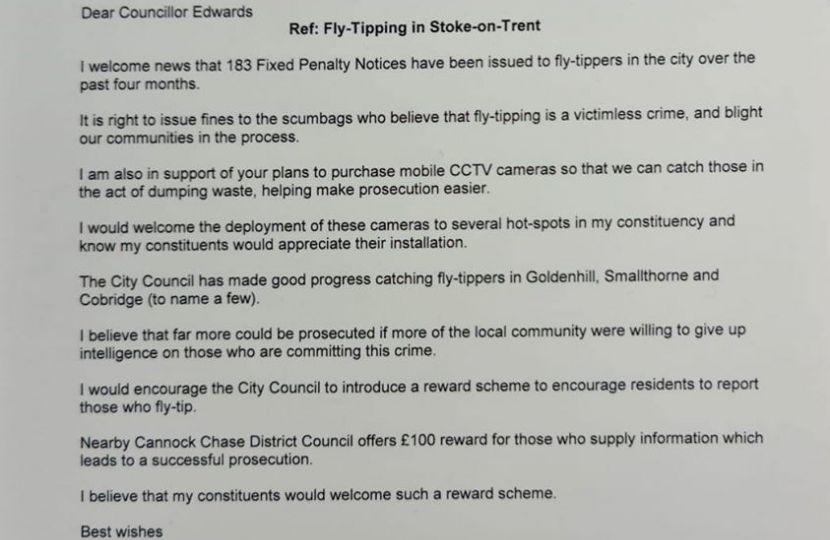 Letter to Cllr Edwards
